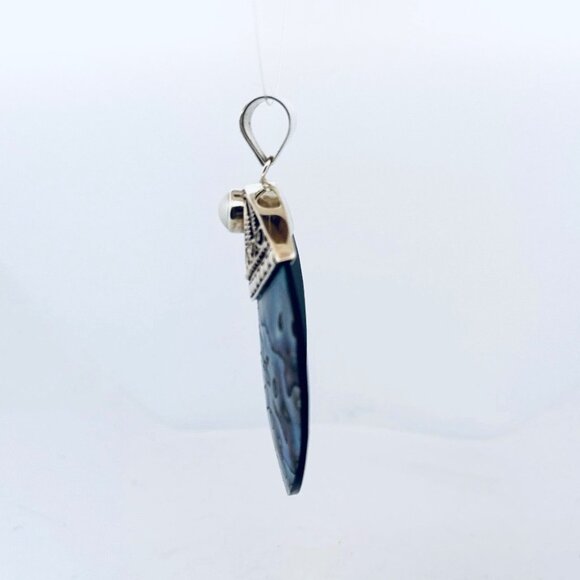 Estate Meray Indonesia 925 Sterling Silver Abalone Pearl Pendant Necklace Gift!! - Picture 4 of 8